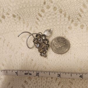 Vintage Silver Crystal Grape Brooch